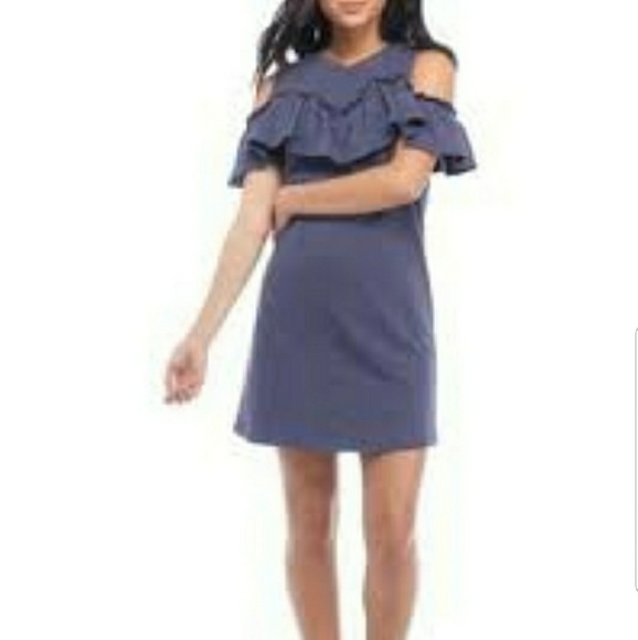 Navy Blue Cold Shoulder Dress - Picture 4 of 4